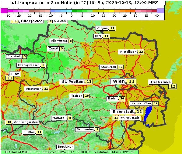 Temperatur, 18. 10. 2025