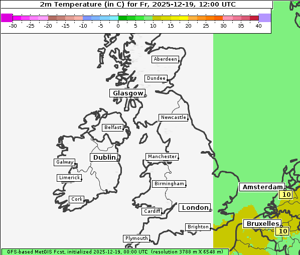 Temperatur, 19. 12. 2025