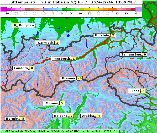 Temperatur, 24. 12. 2024