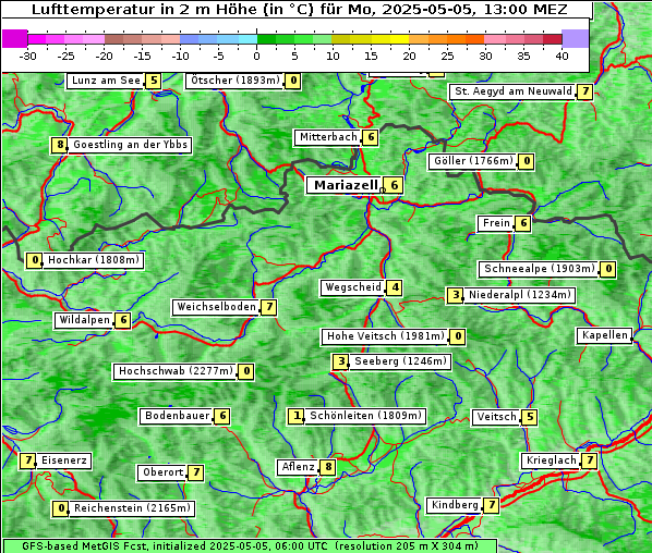 Temperatur, 5. 5. 2025