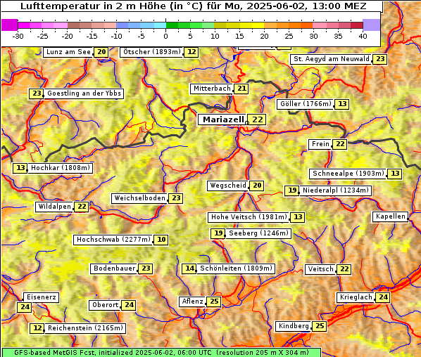 Temperatur, 2. 6. 2025