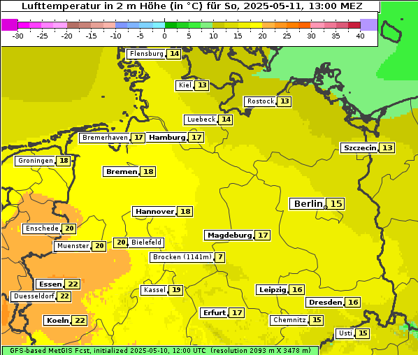 Temperatur, 11. 5. 2025