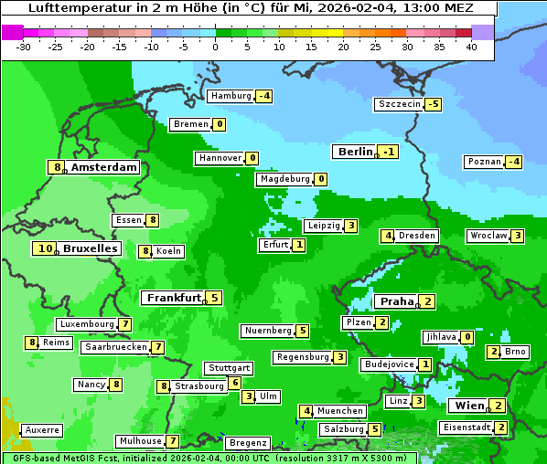 Temperatur, 4. 2. 2026
