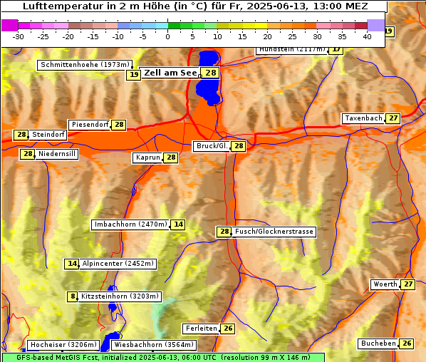 Temperatur, 13. 6. 2025