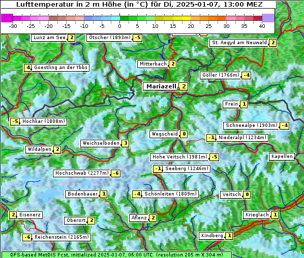 Temperatur, 7. 1. 2025