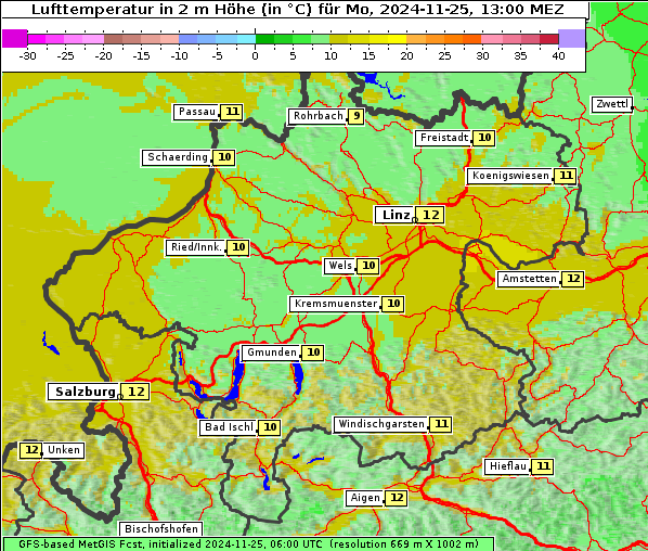 Temperatur, 25. 11. 2024