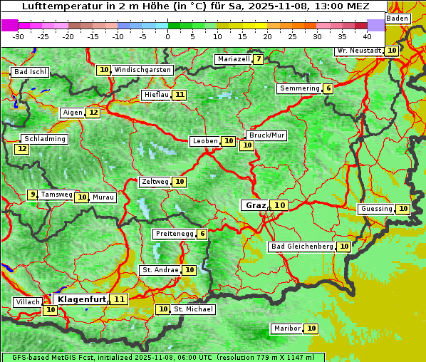 Temperatur, 8. 11. 2025