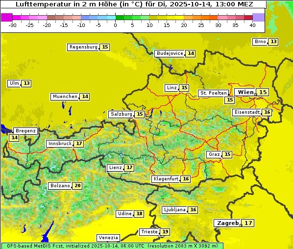 Temperatur, 14. 10. 2025