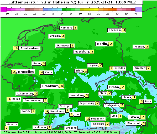 Temperatur, 21. 11. 2025