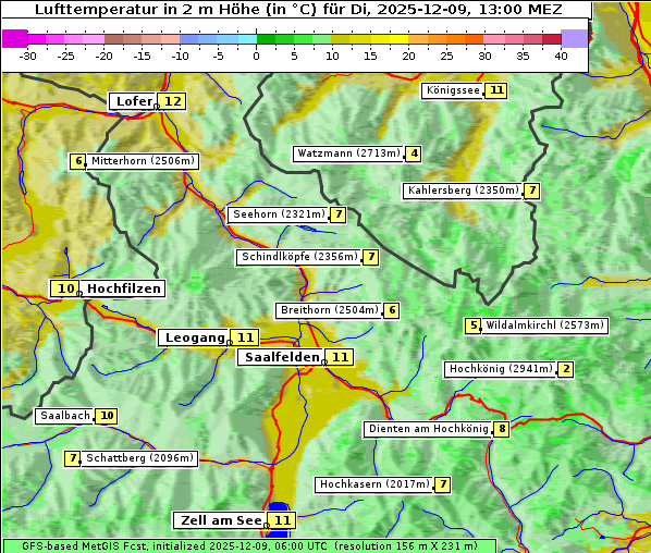 Temperatur, 9. 12. 2025