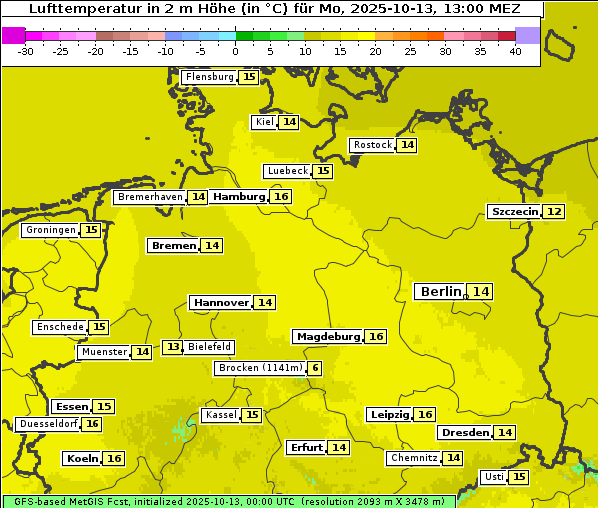 Temperatur, 13. 10. 2025