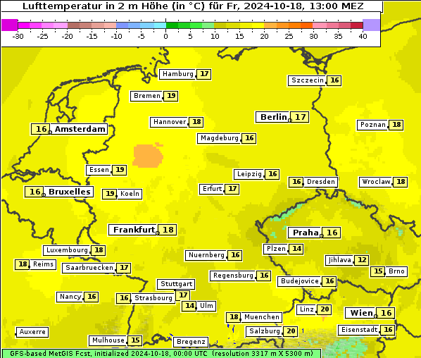 Temperatur, 18. 10. 2024