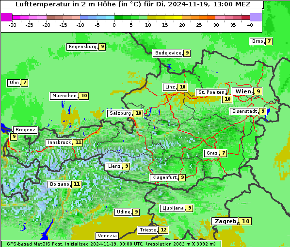 Temperatur, 19. 11. 2024