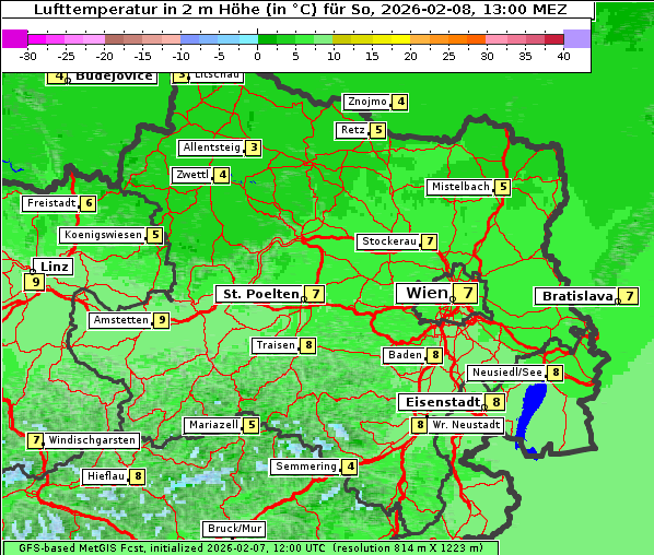 Temperatur, 8. 2. 2026