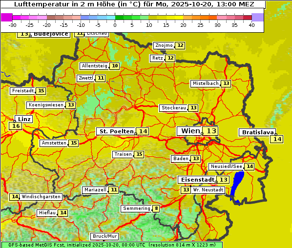 Temperatur, 20. 10. 2025