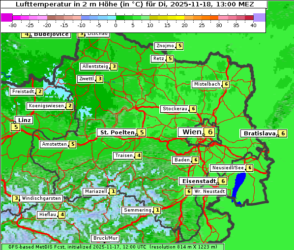 Temperatur, 18. 11. 2025