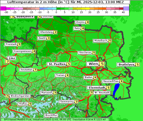 Temperatur, 3. 12. 2025