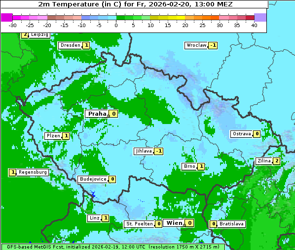 Temperatur, 20. 2. 2026