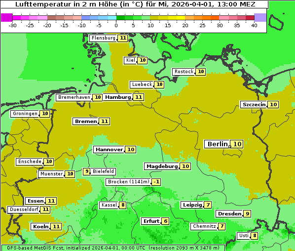 Temperatur, 1. 4. 2026