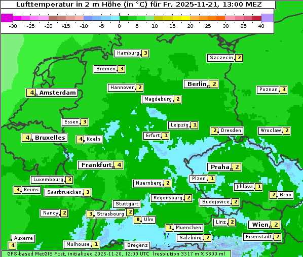 Temperatur, 21. 11. 2025