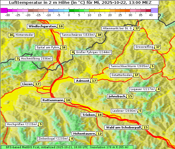 Temperatur, 22. 10. 2025