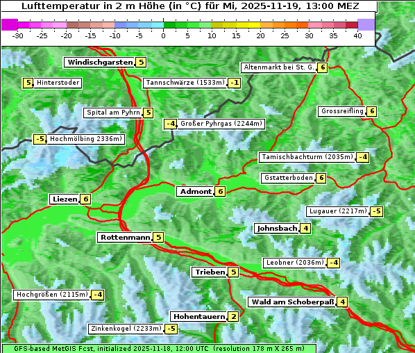 Temperatur, 19. 11. 2025