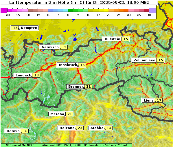 Temperatur, 2. 9. 2025