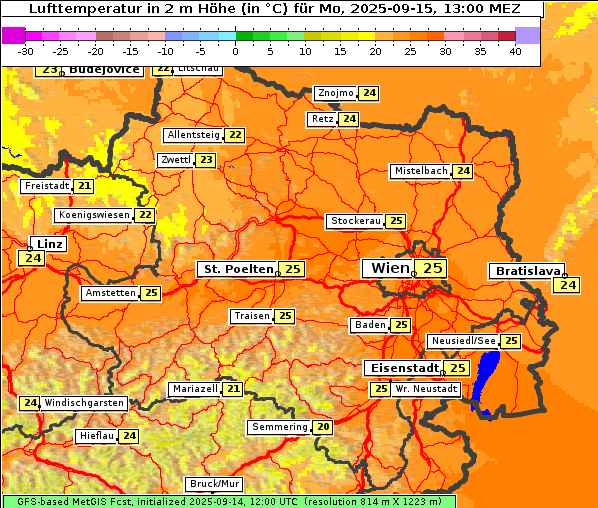 Temperatur, 15. 9. 2025