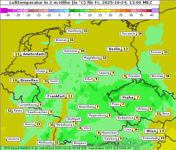 Temperatur, 24. 10. 2025