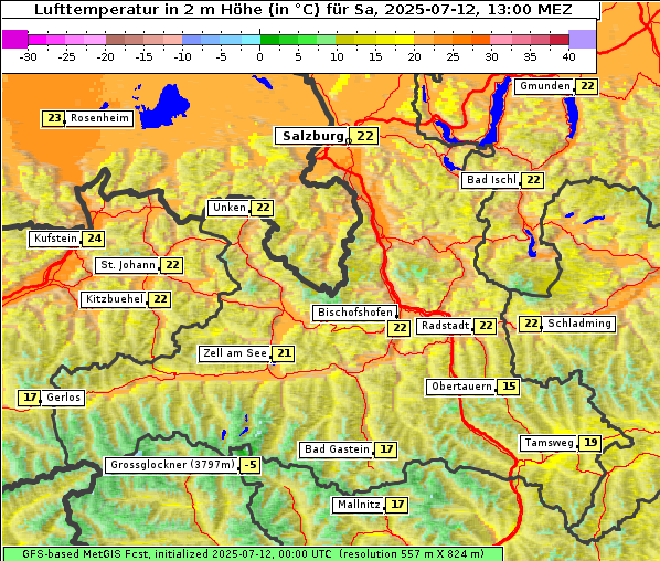 Temperatur, 12. 7. 2025