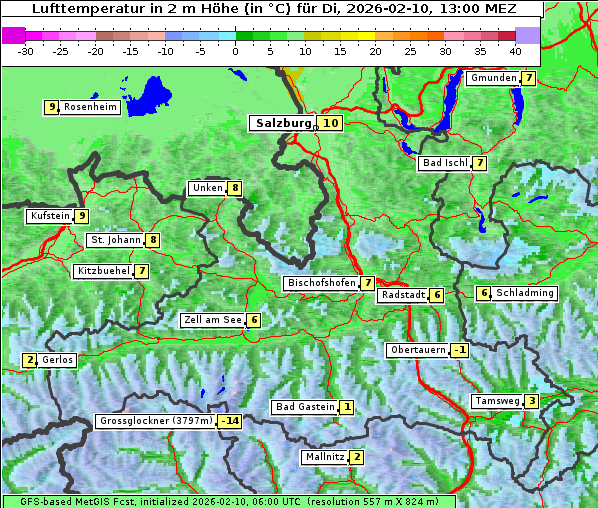 Temperatur, 10. 2. 2026