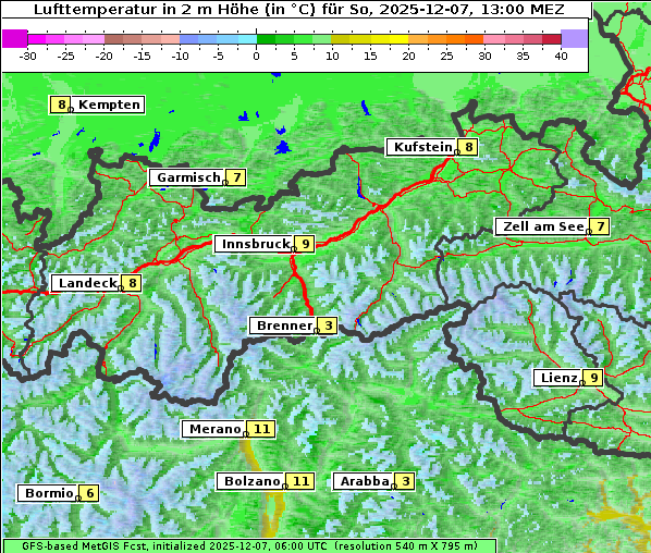 Temperatur, 7. 12. 2025