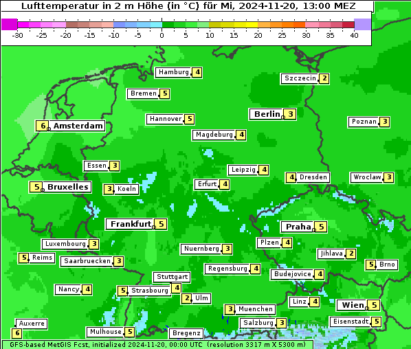 Temperatur, 20. 11. 2024