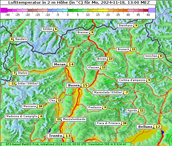 Temperatur, 18. 11. 2024