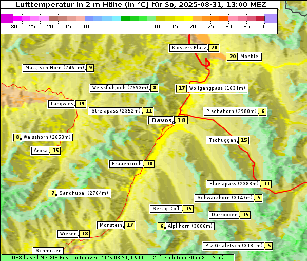 Temperatur, 31. 8. 2025