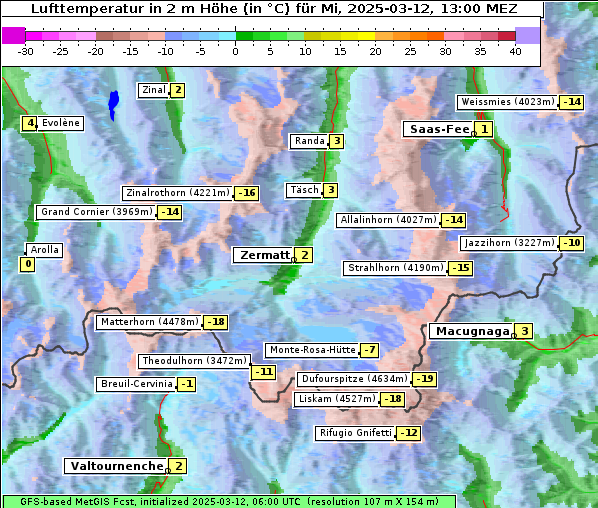 Temperatur, 12. 3. 2025