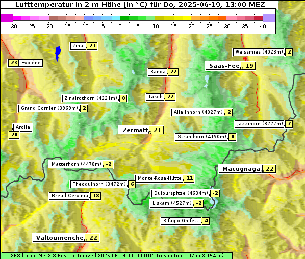 Temperatur, 19. 6. 2025