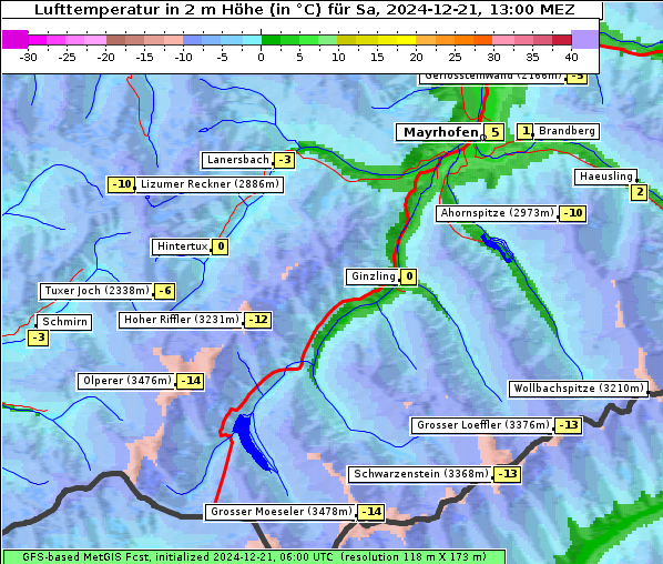 Temperatur, 21. 12. 2024