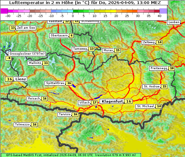 Temperatur, 9. 4. 2026