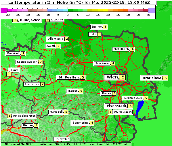 Temperatur, 15. 12. 2025