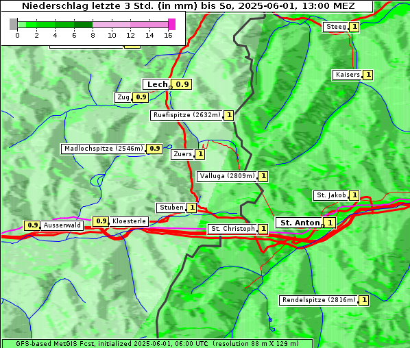 Niederschlag, 1. 6. 2025
