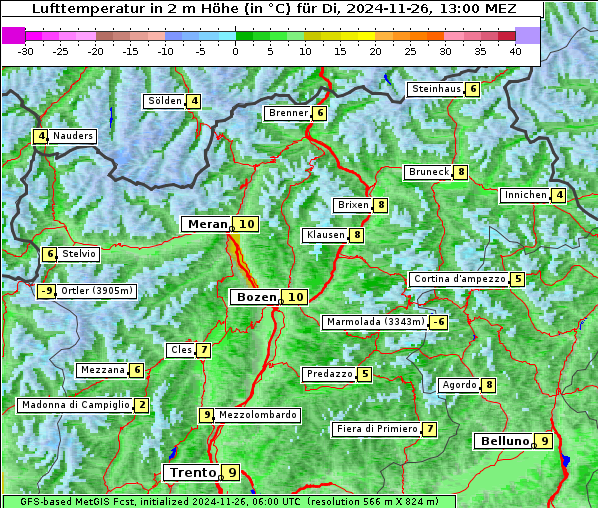 Temperatur, 26. 11. 2024