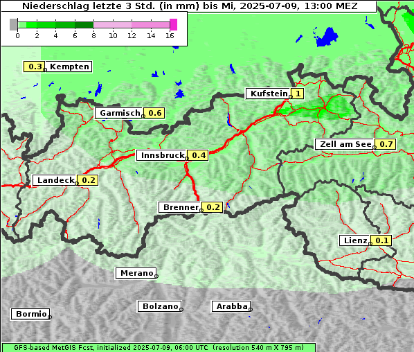 Niederschlag, 9. 7. 2025