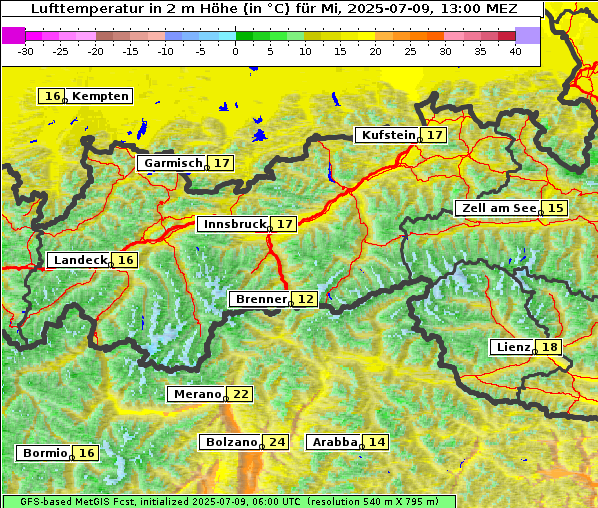 Temperatur, 9. 7. 2025