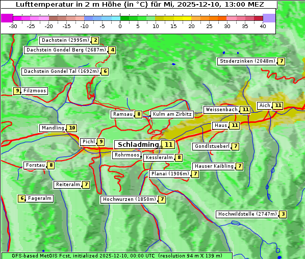 Temperatur, 10. 12. 2025