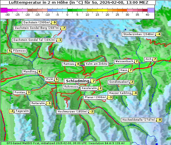 Temperatur, 8. 2. 2026
