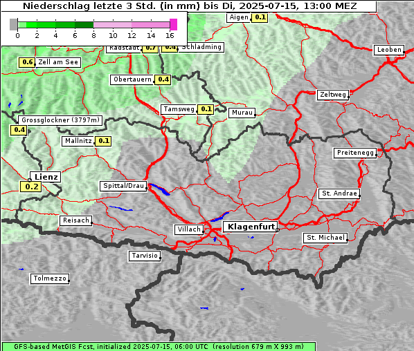 Niederschlag, 15. 7. 2025