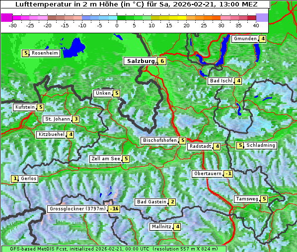 Temperatur, 21. 2. 2026