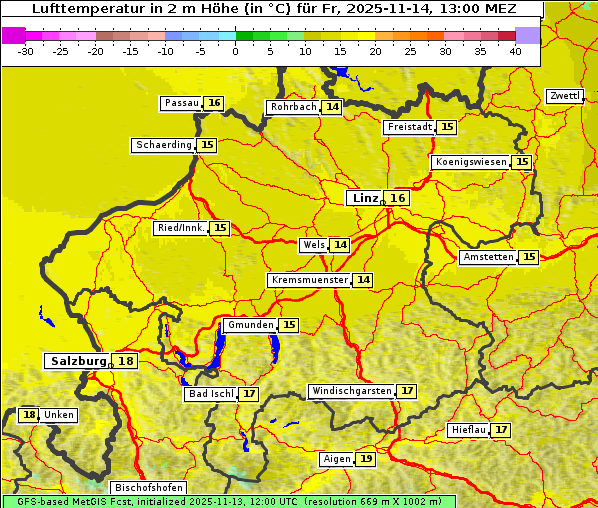 Temperatur, 14. 11. 2025