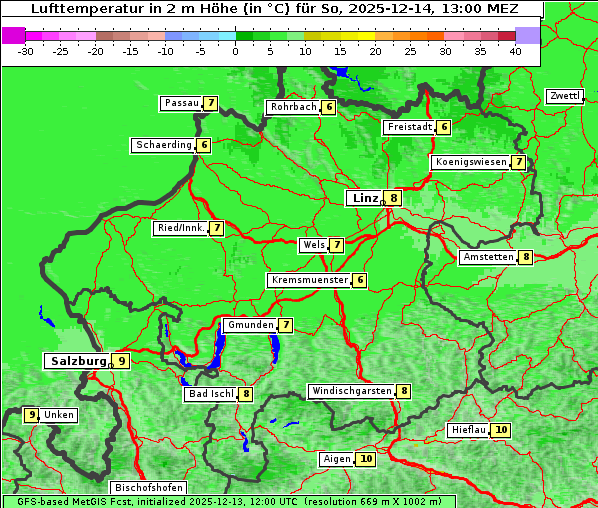 Temperatur, 14. 12. 2025